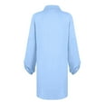 thumbnail image 3 of Mohiass Fall Shirt Dresses for Women 2024 Lapel Solid Color Button Down Long Sleeve Elegant Going Out Work Dress Blue S, 3 of 5