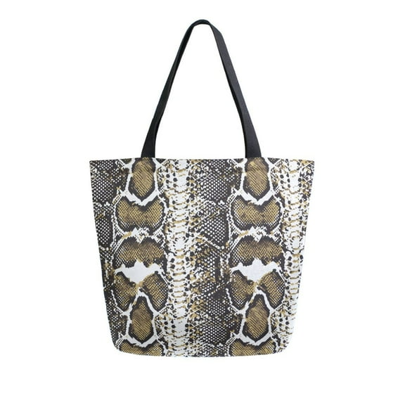 ALAZA Snake Skin Large Shoulder Tote Bag Canvas Handbag for Outdoor Beach
