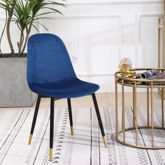 Nmkwnr Pack of 4 Polyester Dining Chair with Metal Legs, Side Chair for Home, Living Room, Dining Room, Blue