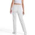thumbnail image 6 of ibiyuan Girls Uniform Pants Khaki Kids High Stretchy Flare Dress Pants Elastic Waist,White, 6 of 6
