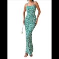 thumbnail image 1 of Vestido Maxi Floral de Verano para Mujer, Escote Cuadrado, Fruncida, Ajustado, Vestido Formal para Invitadas de Boda. Verde M, 1 of 10