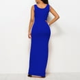 thumbnail image 5 of Vibrex Women's Summer Sleeveless Scoop Neck Solid Maxi Dress - Stretchy Bodycon Long Dress for Daily, Beach, Date Night & Casual Outings,Blue_M, 5 of 5