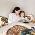 thumbnail image 4 of Manfei Autumn Turkey Print Queen Comforter Set,Fall Harvest Pumpkin Comforter Sets Queen,Light Gray Reversible,3pcs,1 Comforter and 2 Pillowcases, 4 of 7
