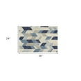 thumbnail image 3 of HomeRoots 2' X 3' Blue Ivory And Gray Wool Geometric Tufted Handmade Area Rug, 3 of 7