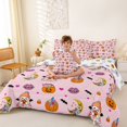 thumbnail image 4 of Manfei Spooky Halloween Ghosts 7-Piece Twin Bedding,Autumn Pumpkins Bedding Comforter Set,Black,Black Reversible, 4 of 7
