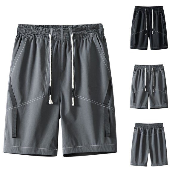 Cllios Men's Cargo Shorts Below the Knee Summer Classic Workout Shorts Drawstring Fitness Beach Gym Shorts with Multi Pockets