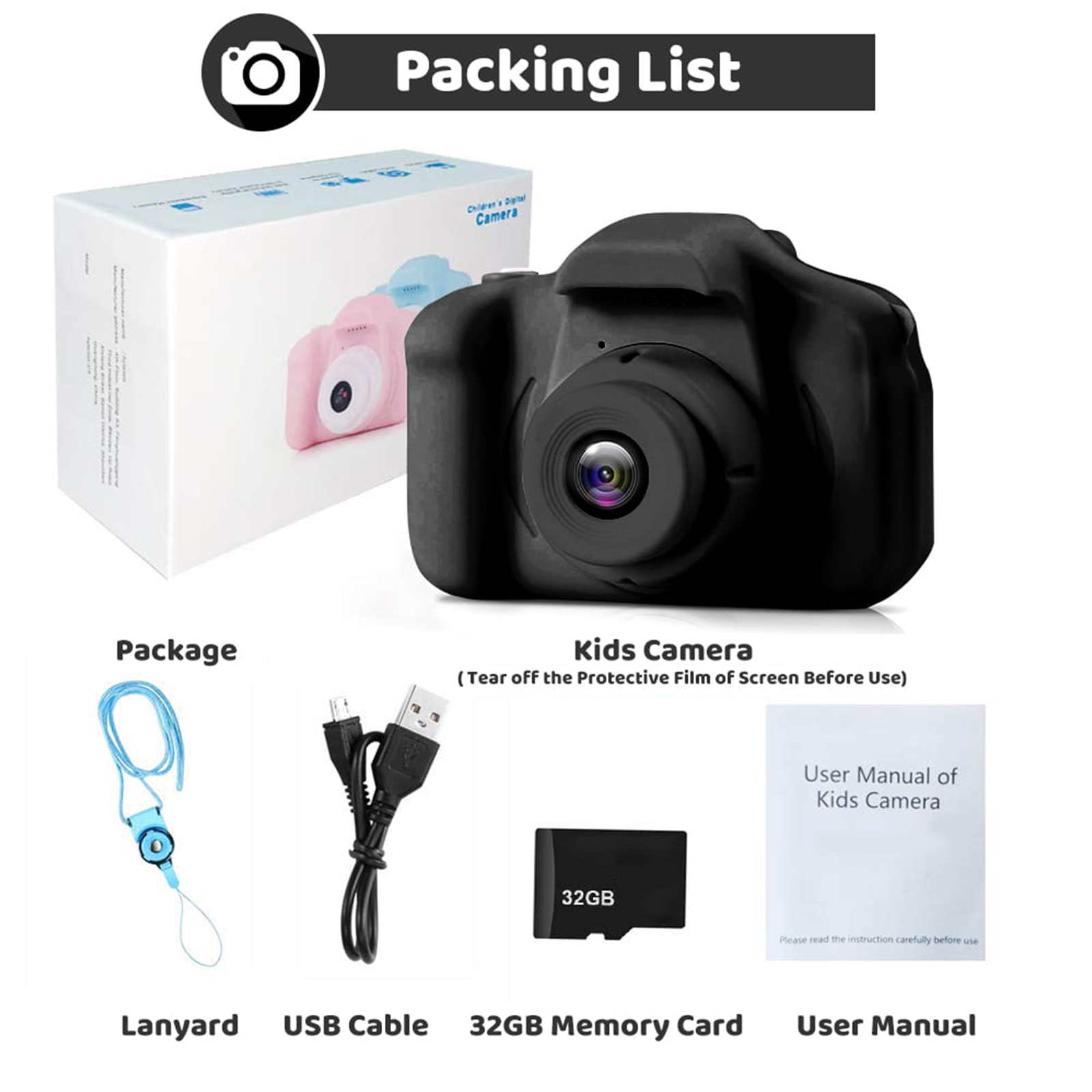 PayUSD Kids Camera 1080P Black Age 3-10 photo 2