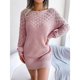 thumbnail image 3 of Vestido suéter ajustado con hombros descubiertos Mini linterna Mangas largas Vestidos de punto para mujer Rosa L, 3 of 8