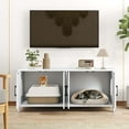 thumbnail image 4 of Gymax Cat Litter Box Enclosure for 2 Cats w/ Double Rooms Wooden Cat Washroom Cabinet White, 4 of 10