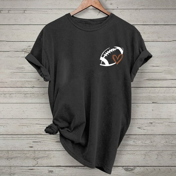 PNTUTB Womens Work Short Sleeve Out Blouse Football Print Shirt T-Shirt In Fall