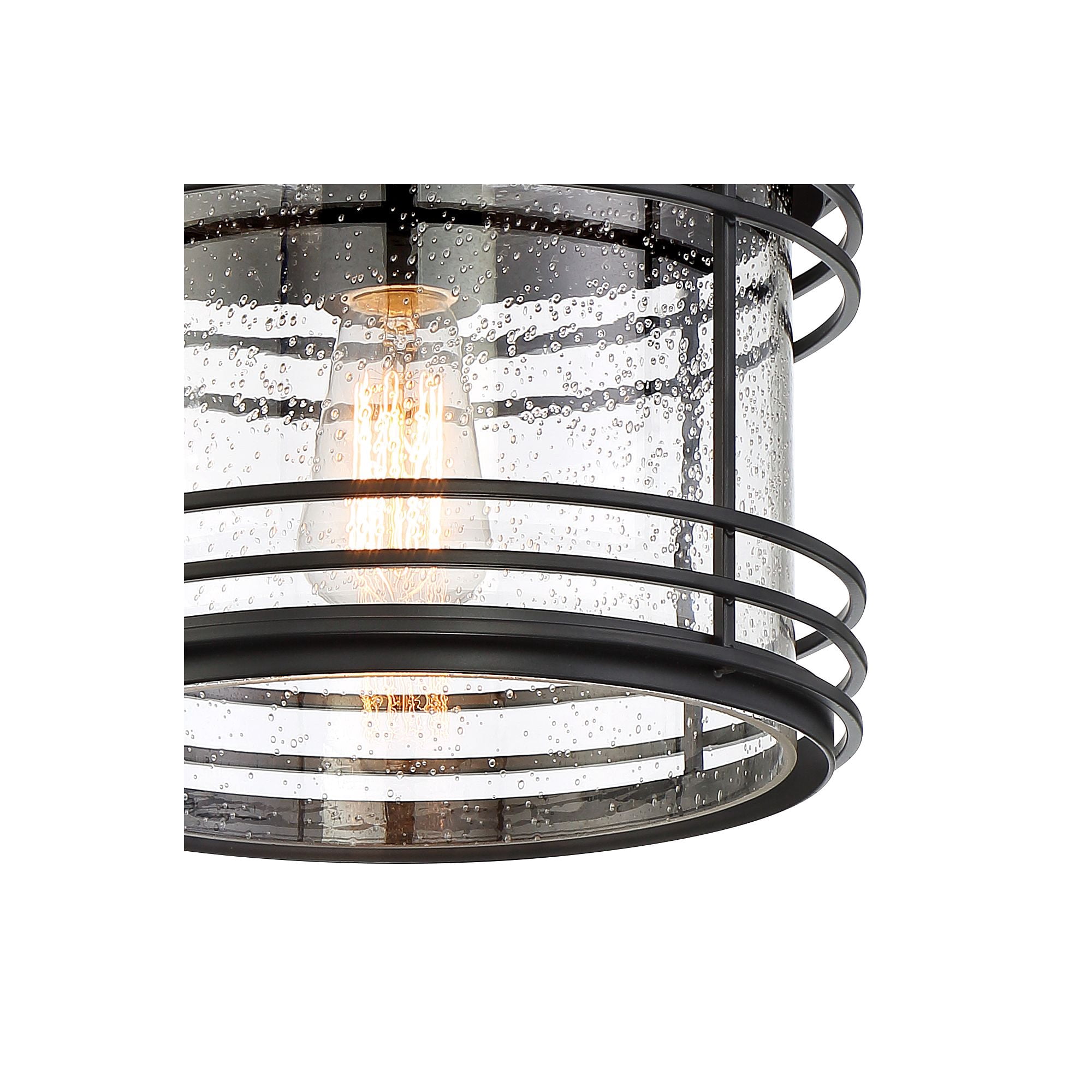 Possini Euro Design Modern Semi Flush Mount Outdoor Ceiling Light Fixture Black Geometric 11" Clear Seedy Glass for Exterior House Porch Patio Deck
