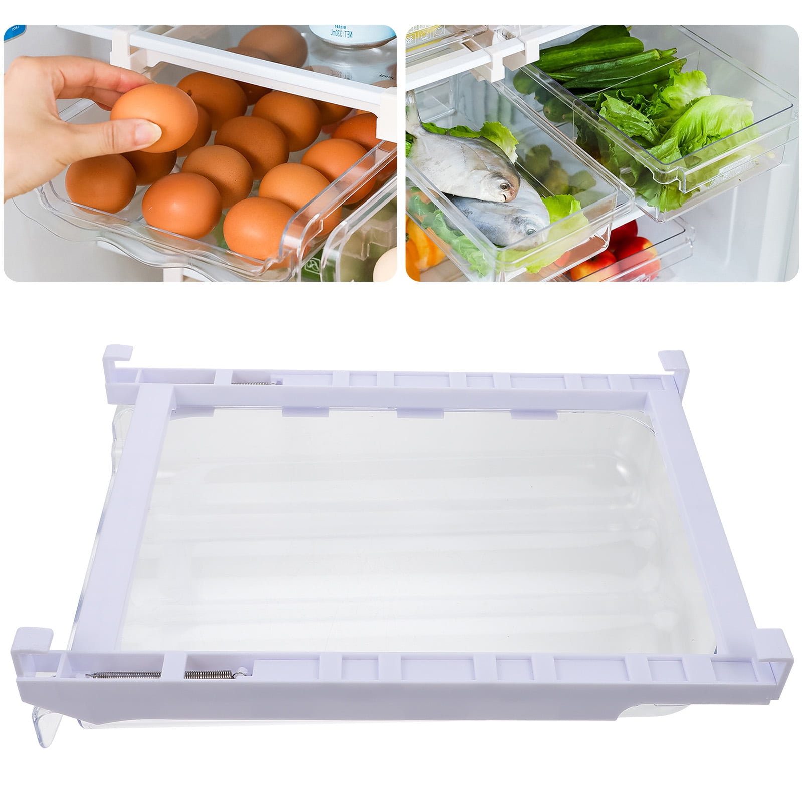 FENGGUIQU Fridge Egg Tray White Plastic for Kitchen Organization and Display