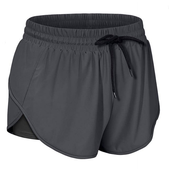 Women 2 in 1 Running Shorts Double Layer Athletic Yoga Workout Shorts with Pockets