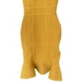 thumbnail image 4 of Double Strap Ruffle Fish Tail Hem Sleeveless Flounce Bodycon Bandage Dress MUSTARD YELLOW S, 4 of 5