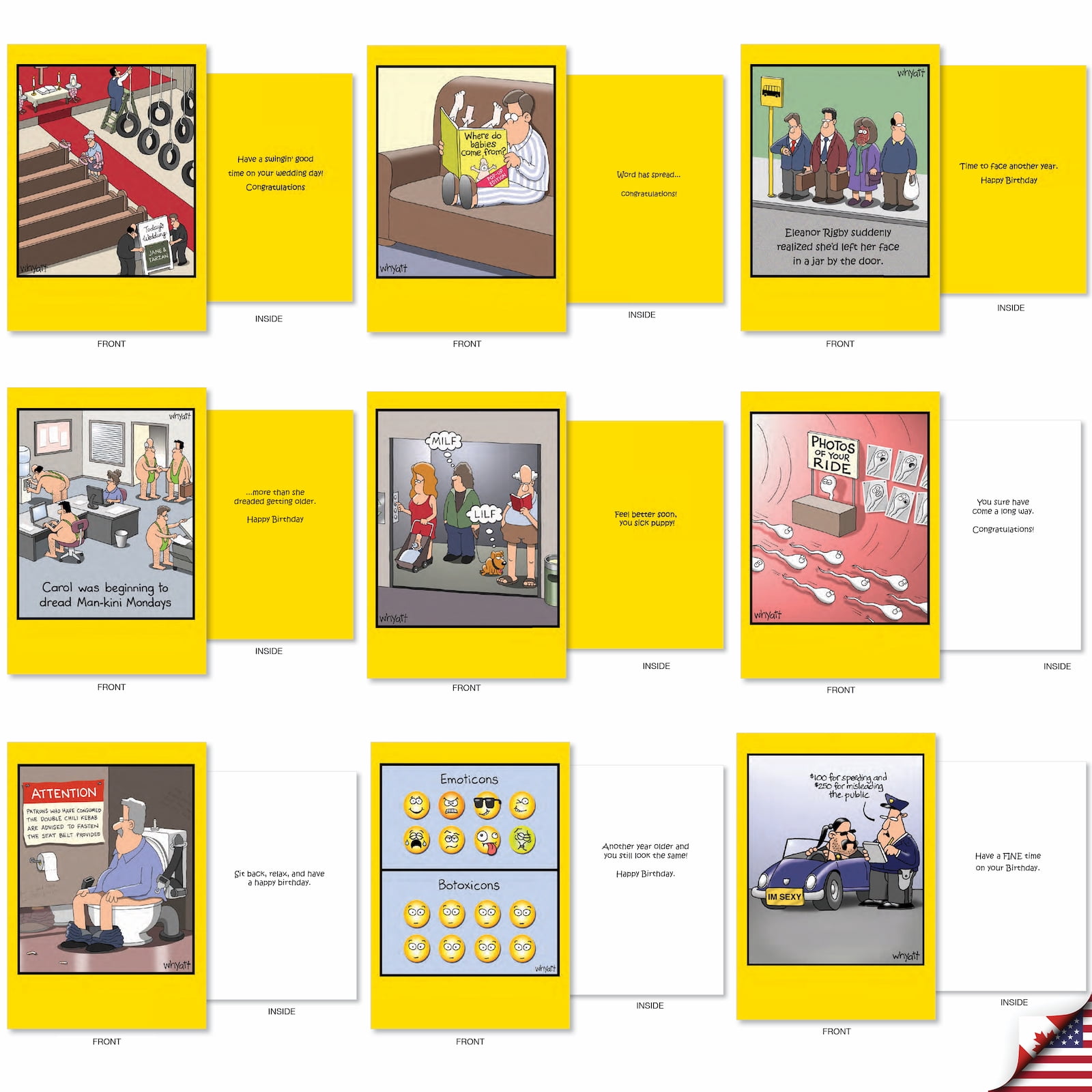 NobleWorks Whyatt's Wide Variety - Pack of 36 Mixed Occasions - Greeting Cards with Envelopes (4.63 x 6.75 Inch) - AC9382XXG-B1x36