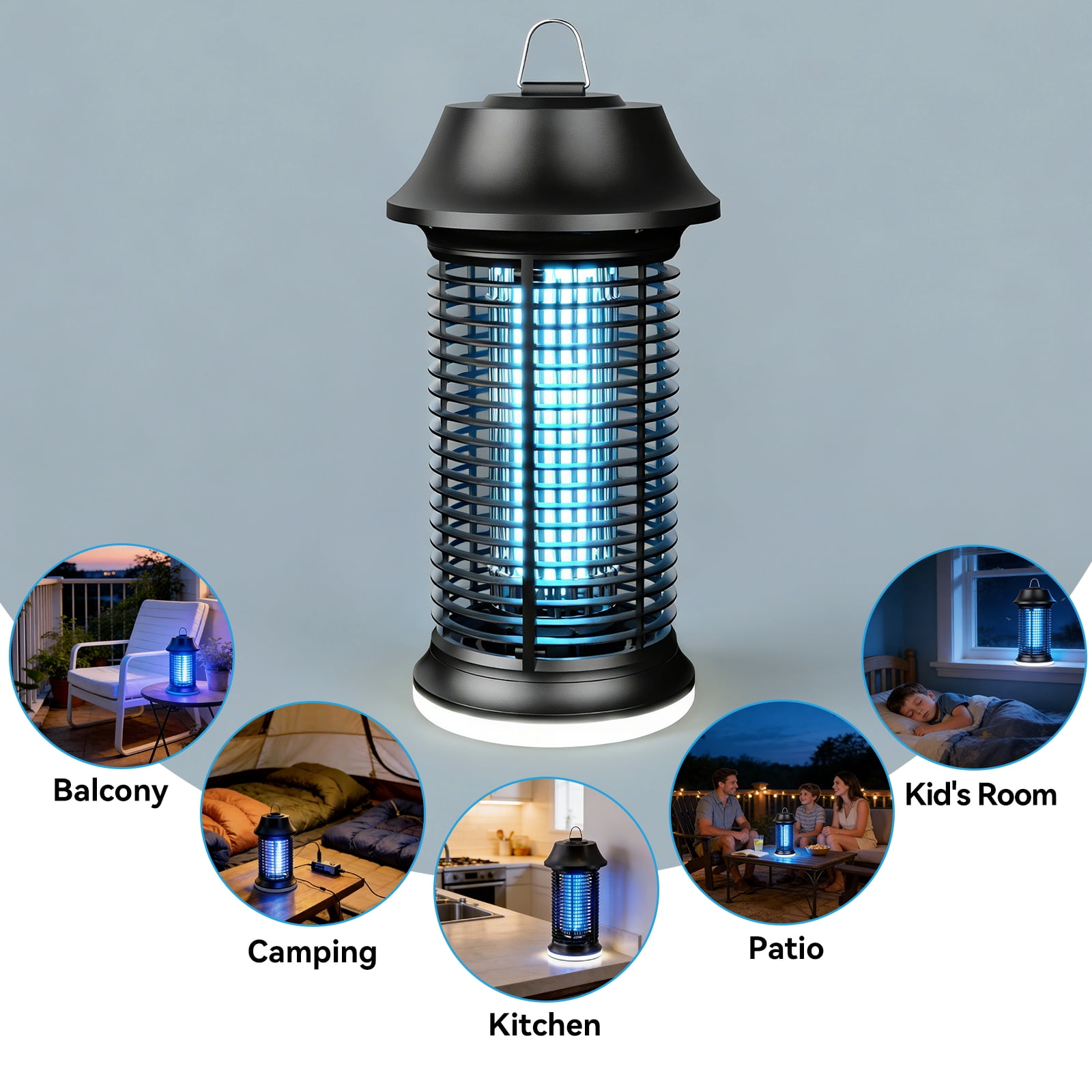 AzulHome 20W Bug Zapper Outdoor with LED Light, 1500V High-Voltage UVA Mosquito Killer Lantern, 860 Sq.Ft Coverage for Patio, Yard, and Garden