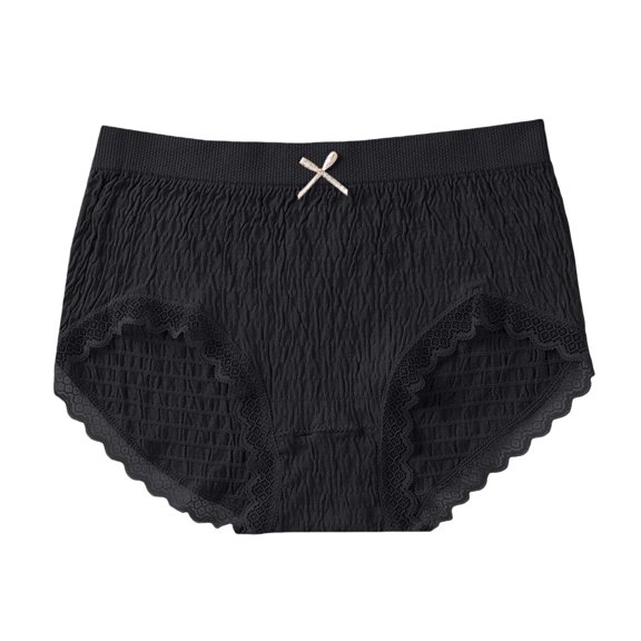 RANJIE Panties for Women Breathable and Comfortable Cotton Underwear Inner Crotch Pleated Lace Lace Lace Large Base Underwear Soft Full Coverage Women's Underpants,L