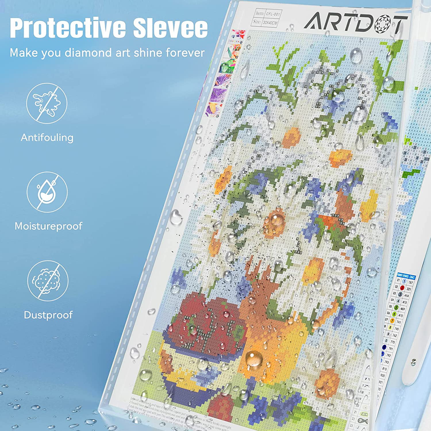 ARTDOT A3 Storage Book for Diamond Painting Kits, Diamond Art Portfolio Folder for Diamond Painting Accessories with 30 Pocket Slevees Protectors (