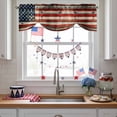 thumbnail image 3 of Independence Day Tie Up Valances Curtain, Adjustable Kitchen Retro US Flag Wood Grain Vintage Stars Valances for Windows Decor, Rod Pocket Short Curtains Set for Bedroom/Bathroom, 42"x12", 3 of 9