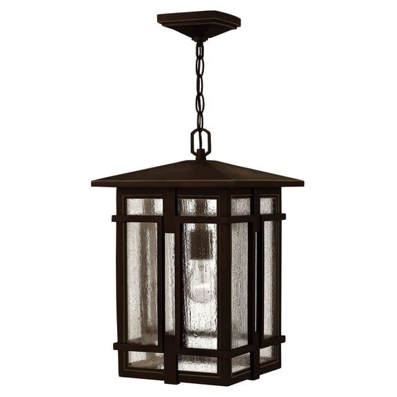 1962OZ Hinkley Lighting Tucker - One Light Outdoor Hanging Lantern in Transitional-Craftsman Style - 11 Inches Wide by 17.5 Inches High-Oil Rubbed
