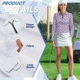 thumbnail image 6 of Yuyamidu Polka Dots Golf Shirts for Women Purple Long Sleeve Quarter Zip V-Neck Golf Tennis Shirt Lightweight Athletic Shirt Size XS, 6 of 8