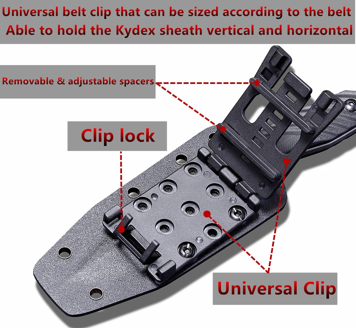 OERLA Olk-043 Fixed Blade Tactical Camping Knife 8.85" with Black G10 Handle and Kydex Sheath