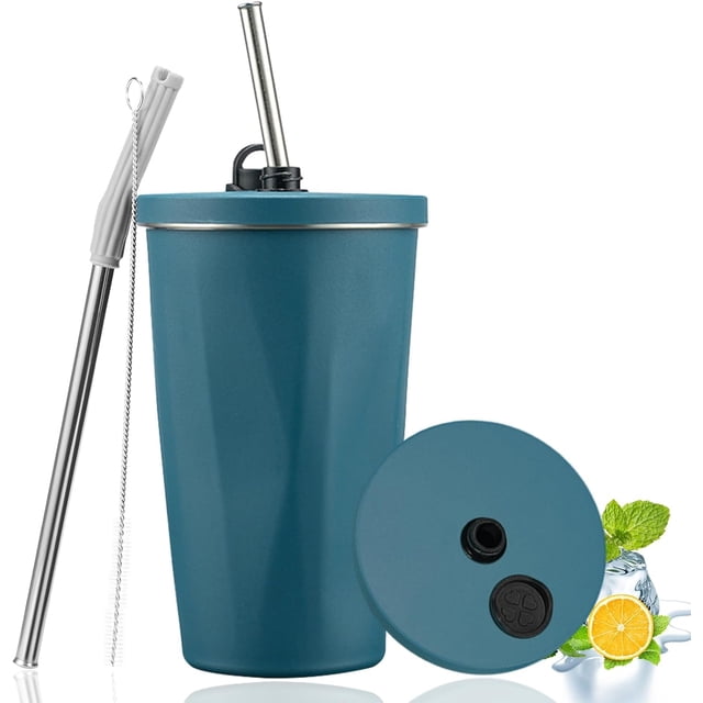 Stainless Steel Vacuum Insulated Travel Mug - 600ml, Blue | Double Walled Coffee Cup With Leakproof Lid - Reusable For Hot Cold Coffee | Thermal Mug With Non Slip Protective Cover
