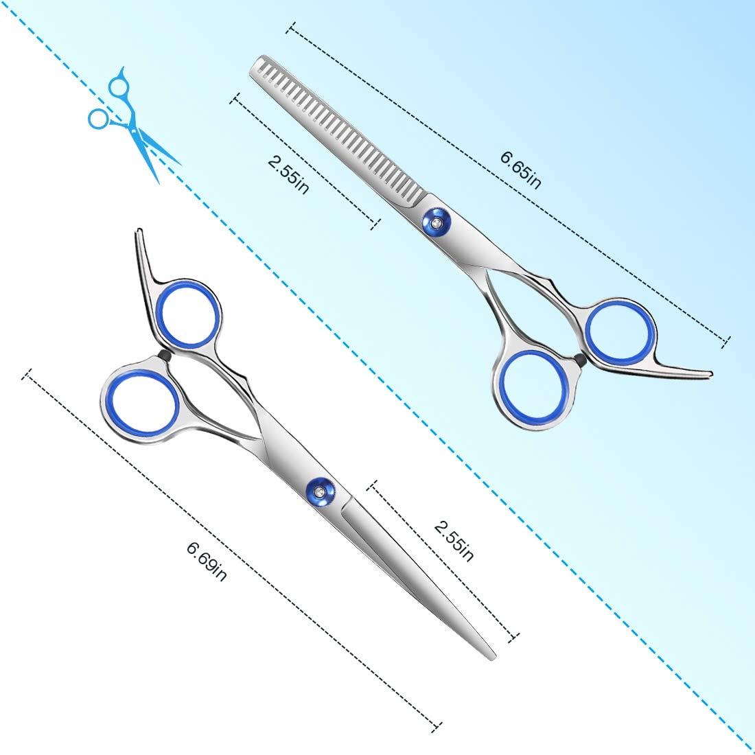 Professional Hair Cutting Scissors Kit, Hair Scissors, Thinning Shears, Comb, Hairdressing Shears Set for Barber, Salon, Home, 6.7 inch