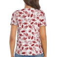 thumbnail image 3 of Honeii Red Football Print Women's V-Neck T-Shirt,Short Sleeve V Neck Tees Tops for Women , Perfect for Work, Travel, and Everyday Wear, 3 of 7