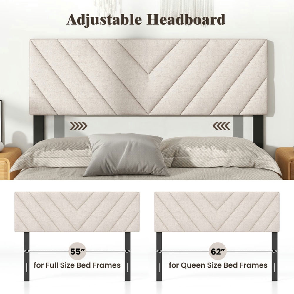 Demifill Linen Upholstered Headboard for Full and Queen Size Bed Frame, Headboard for Bedroom, Beige