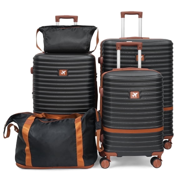 5 Piece Luggage Sets Hardshell Babyqueen Nesting Spinner Suitcases with Carry on Checked Duffel and Toiletry Bag TSA Lock Lightweight for School Family Travel