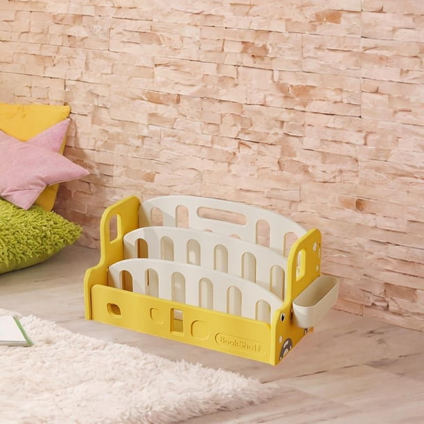 Estante para libros para niños Estantería para niños Fuerte Fácil acceso con altura ideal Estantería para niños de 3 niveles fácil de montar para Amarillo