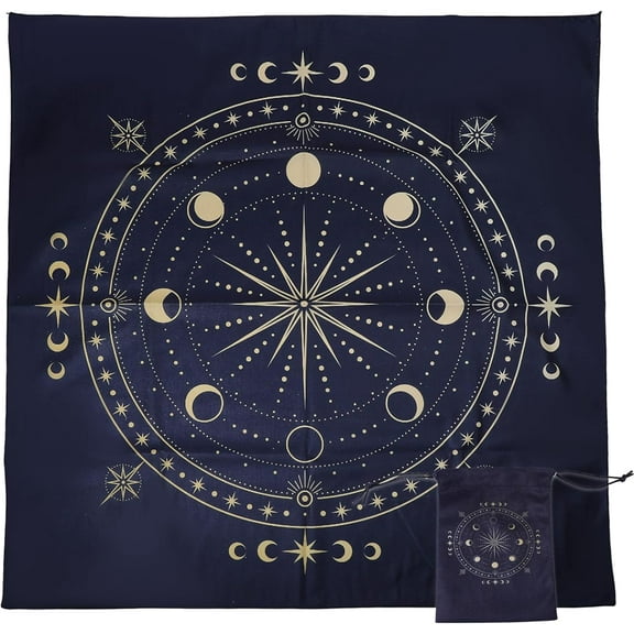 30" Eclipse Divination Tarot Cloth with Bag Moon and Star Thick Velvet Fabric Tablecloth Divination Circle Tarot Card Mat for Divination Tarot Card Wiccan Room Bar Home Wall