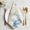 thumbnail image 2 of Navy Blue Coastal Cloth Napkins, Shell Starfish Coral Nautical Beige Ocean Washable and Reusable Dinner Napkins Set of 2, Table Napkin for Kitchen Party Birthday Wedding Hotel Housewarming 20"x20", 2 of 9