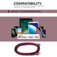 thumbnail image 7 of Liquipel Powertek iPad & iPhone Charger Cable, Fast Charging 6ft MFI Certified Lightning to USB Cord, Velvet - Maroon, 7 of 7