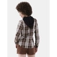 thumbnail image 2 of No Boundaries Plaid Button Down Shirt, Women's, 2 of 4