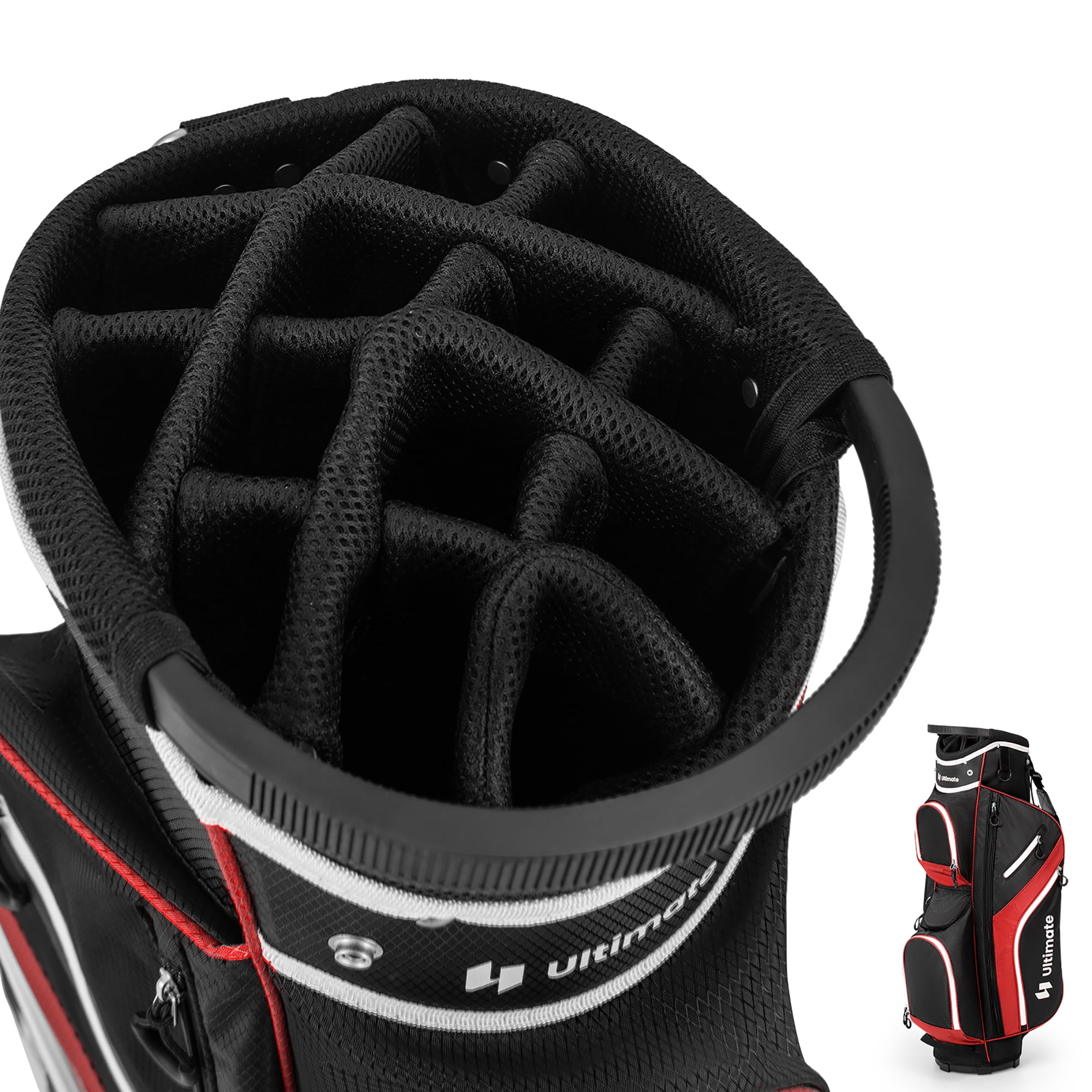 Gymax Golf Cart Bag Lightweight Golf Club Bag w/ 14 Way Dividers Top & Carry Handles Red