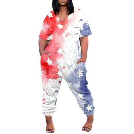 

Rompers For Women Casual V Neck Jumpsuits For Women Short Sleeve Jumpsuits With Pockets Wide Shorts Rompers