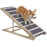 Foldable Dog Ramp for Couch Bed, 4 Adjustable Height 16" to 23.5", Solid Pine Pet Ramp with 900GSM Non-Slip Carpet, Portable Pet Stairs for Small to Large Senior Dogs Up to 110 lbs