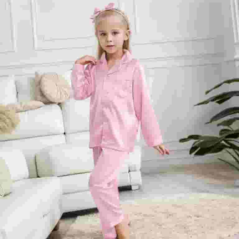 Boys Preppy Clothes Kids Girl Boy Satin Pajamas Set Button Boys Preppy Clothes Kids Girl Boy Satin Pajamas Set Button