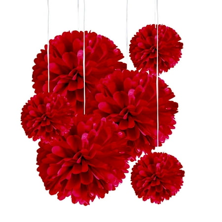 12 Packs: 6 ct. (72 total) Red Paper Pom Poms by Celebrate It
