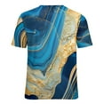 thumbnail image 7 of Ladies T-Shirt Blue And Gold Marble Print O Neck T Shirts Short Sleeve Vintage Design Tshirt Casual Top Tees Large Size, 7 of 7