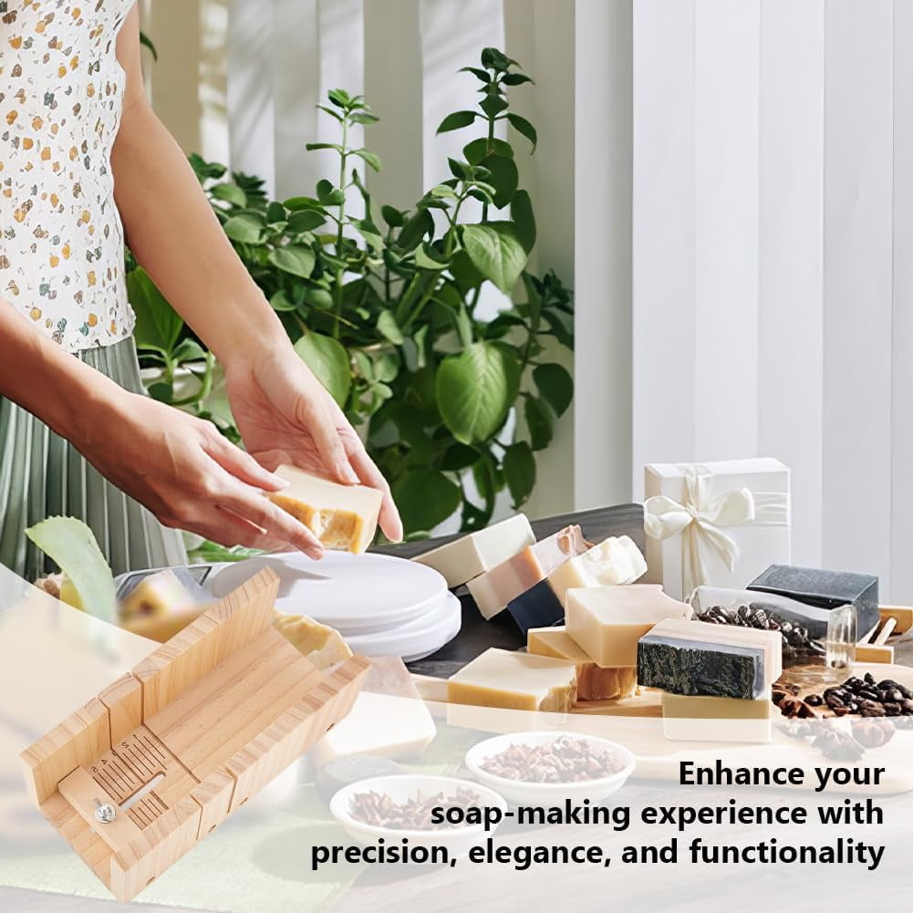 Wooden Soap Cutting Box Soap Loaf Cutter Soap Cutter Mold Adjustable Wood Soap Cutting Tool Soap Trimming for DIY Handmade Soap Making Candles Trimming 1 Piece 25x11.5x8.5cm