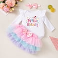 thumbnail image 4 of Coerni Baby Girls Ruffle 𝐎nesie Bodysuit Tutu Skirt Set Bow Headband 3 Piece Valentines Day Outfits New Born Cotton Birthday Romper, 4 of 9