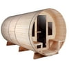 ALEKO SBEMS8PN Outdoor White Pine Barrel Steam Sauna, Front Porch Canopy, 8 kW Harvia KIP Heater, 8 Person