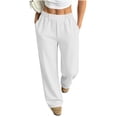 thumbnail image 2 of ZHYou No Boundarie Womens Waist Wide Sweatpants Elastic High Leg Loose Baggy Fit Casual Lounge Pants with Side Pockets,White,Size 2XL, 2 of 6