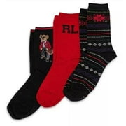 Polo Ralph Lauren Women's 3 PAIRS Socks Black red Gift Box 9-11
