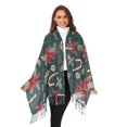 thumbnail image 3 of FORMRS Womens Scarf Winter Soft Long Big Warm Shawls Wrap Tassel Scarves, Green Christmas Candy Canes, 3 of 9