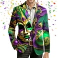 thumbnail image 2 of IWRICH Men's Mardi Gras Jacket Carnival Corduroy Blazer Printed Breasted Soft Work Formal Warm Casual Coat 06-Green M, 2 of 4