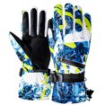 thumbnail image 1 of Jumpingount 1 par de guantes de esquí a prueba de viento, impermeables, para viajar, montar, guantes cálidos portátiles para invierno, mitones ajustables, guantes y mitones Azul blanco Jumpingount AP013135-03, 1 of 6